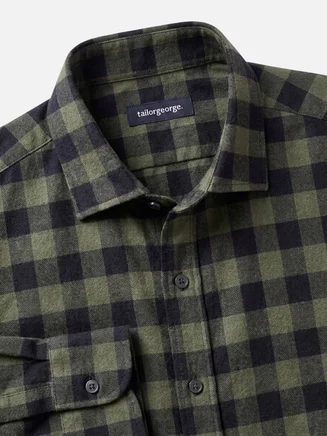 Camicia di flanella a quadri verde militare