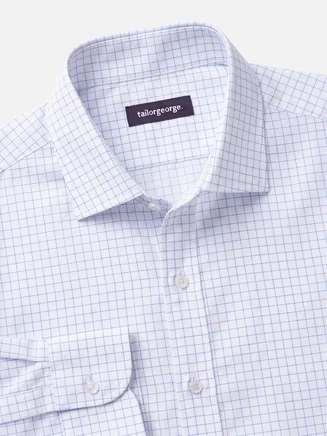 Camicia in twill a quadri azzurro cielo facile da stirare