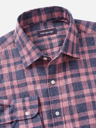 Camicia di lino a quadri rossi