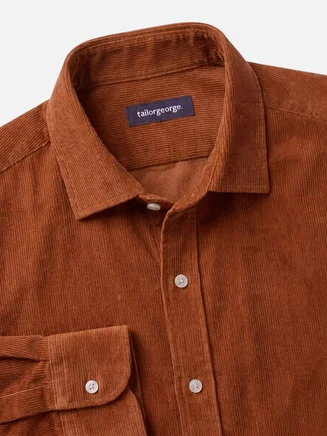 Camicia arancione in velluto a coste