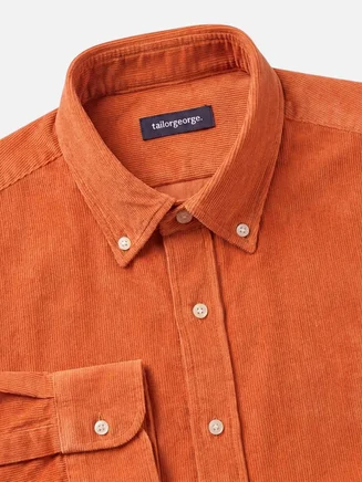 Camicia arancione in velluto a coste