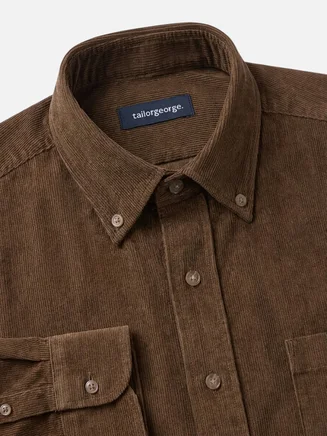Camicia in velluto a coste marrone semplice