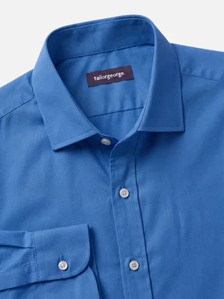Camicia in gabardina spessa blu semplice