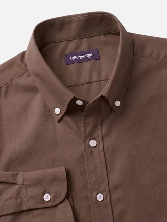 Camicia in gabardina spessa marrone semplice