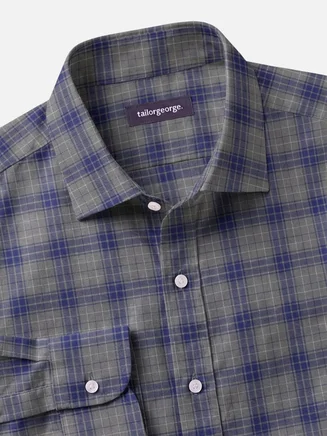 Camicia in twill scozzese verde kaki