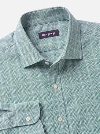 Camicia in twill a quadri verdi inglesi facile da stirare