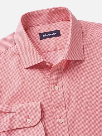 Camicia in twill a quadri rosso brillante, facile da stirare