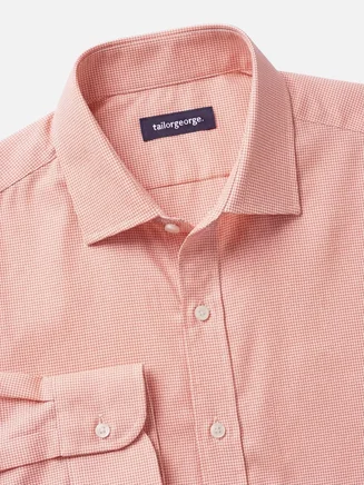 Camicia in twill a quadri arancione facile da stirare