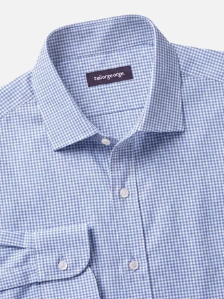 Camicia in twill a quadri blu facile da stirare