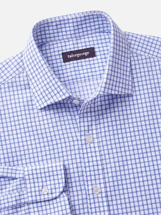 Camicia in twill a quadri azzurro cielo