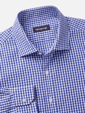 Camicia in popeline a quadri blu