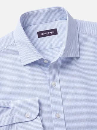 Camicia in popeline a righe azzurre facili da stirare