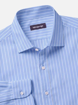Camicia in popeline a righe azzurre facili da stirare