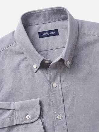 Camicia Oxford americana grigia semplice e pesante