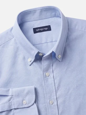 Camicia Oxford americana pesante, azzurra e semplice
