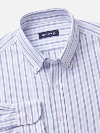 Camicia Oxford americana pesante con strisce azzurre