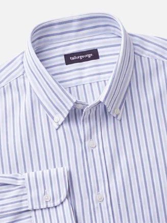 Camicia Oxford americana pesante con strisce azzurre