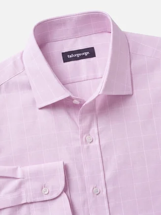 Camicia in twill a quadri viola
