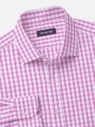 Camicia in popeline a quadri rosa