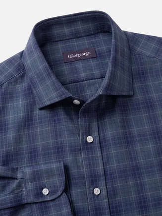 Camicia in twill scozzese blu