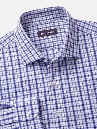 Camicia in twill a quadri blu facile da stirare