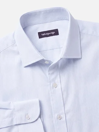 Camicia in popeline a righe azzurre facili da stirare