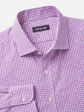 Camicia in popeline a quadri viola