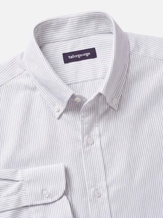 Camicia Oxford americana pesante a righe grigio chiaro