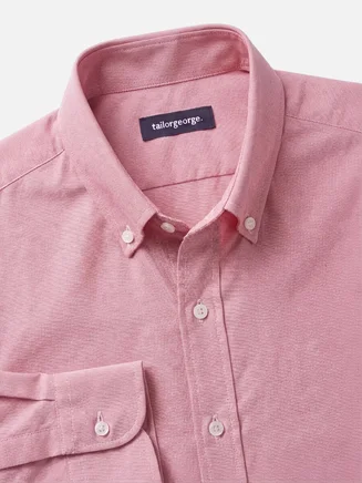 Camicia Oxford americana semplice e spessa in rosso corallo