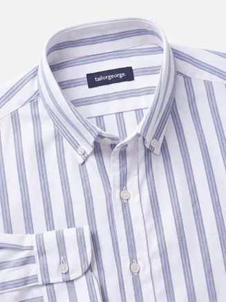 Camicia Oxford americana pesante con strisce blu
