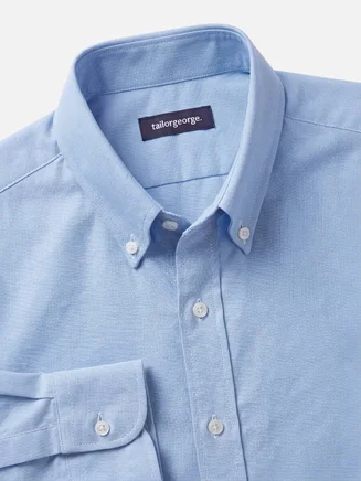 Camicia Oxford americana pesante, azzurra e semplice