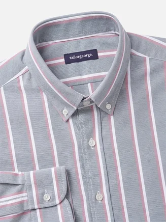 Camicia Oxford americana pesante a righe grigio chiaro