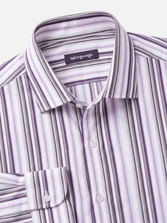 Camicia in popeline a righe viola