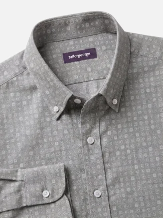 Camicia leggera in flanella grigia con motivo