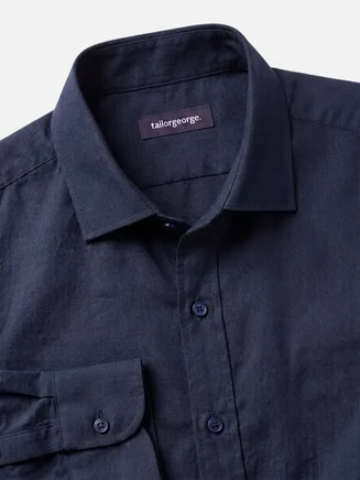 Camicia in lino blu navy semplice