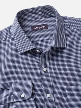 Camicia di lino a quadri blu navy