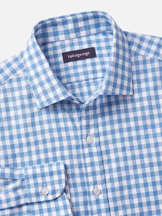Camicia di lino a quadri azzurri