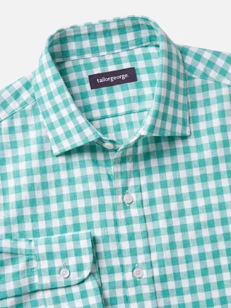 Camicia di lino a quadri verdi