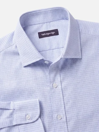 Camicia in twill a quadri azzurro cielo