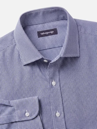 Camicia in twill a quadri blu navy