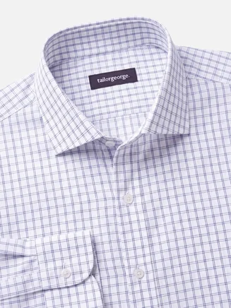 Camicia in popeline a quadri blu