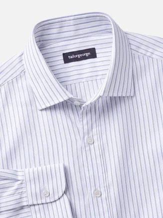 Camicia in twill a righe blu e bianche