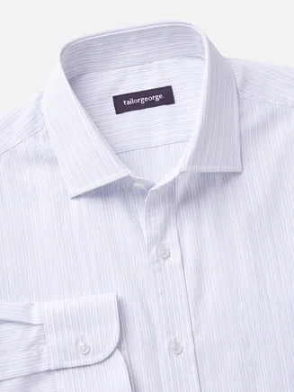 Camicia in popeline a righe sottili color celeste