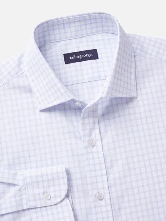 Camicia in popeline a quadri blu cielo