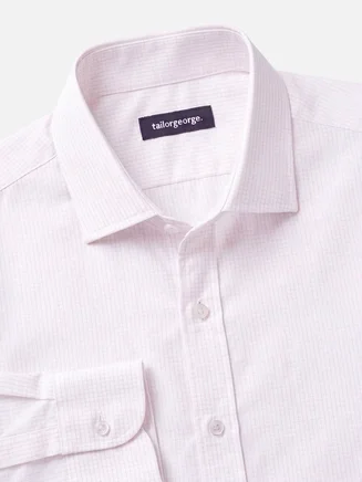 Camicia in popeline a quadri rosa pallido facile da stirare