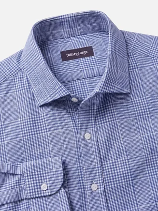 Camicia di lino a quadri blu