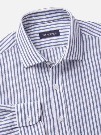 Camicia di lino a righe blu
