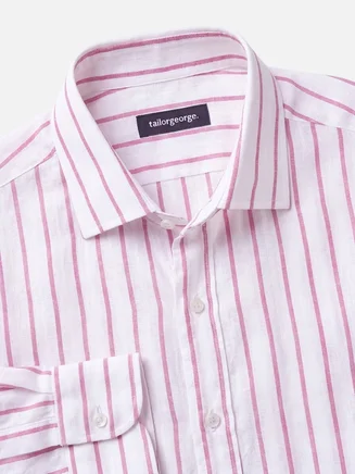 Camicia di lino a righe rosa