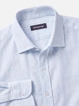 Camicia di lino a righe azzurre