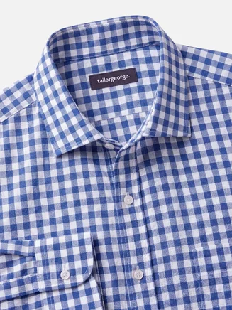 Camicia di lino a quadri blu